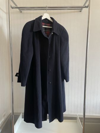 Unisex Original Loden Mantel dunkelblau mit Tartan Futter