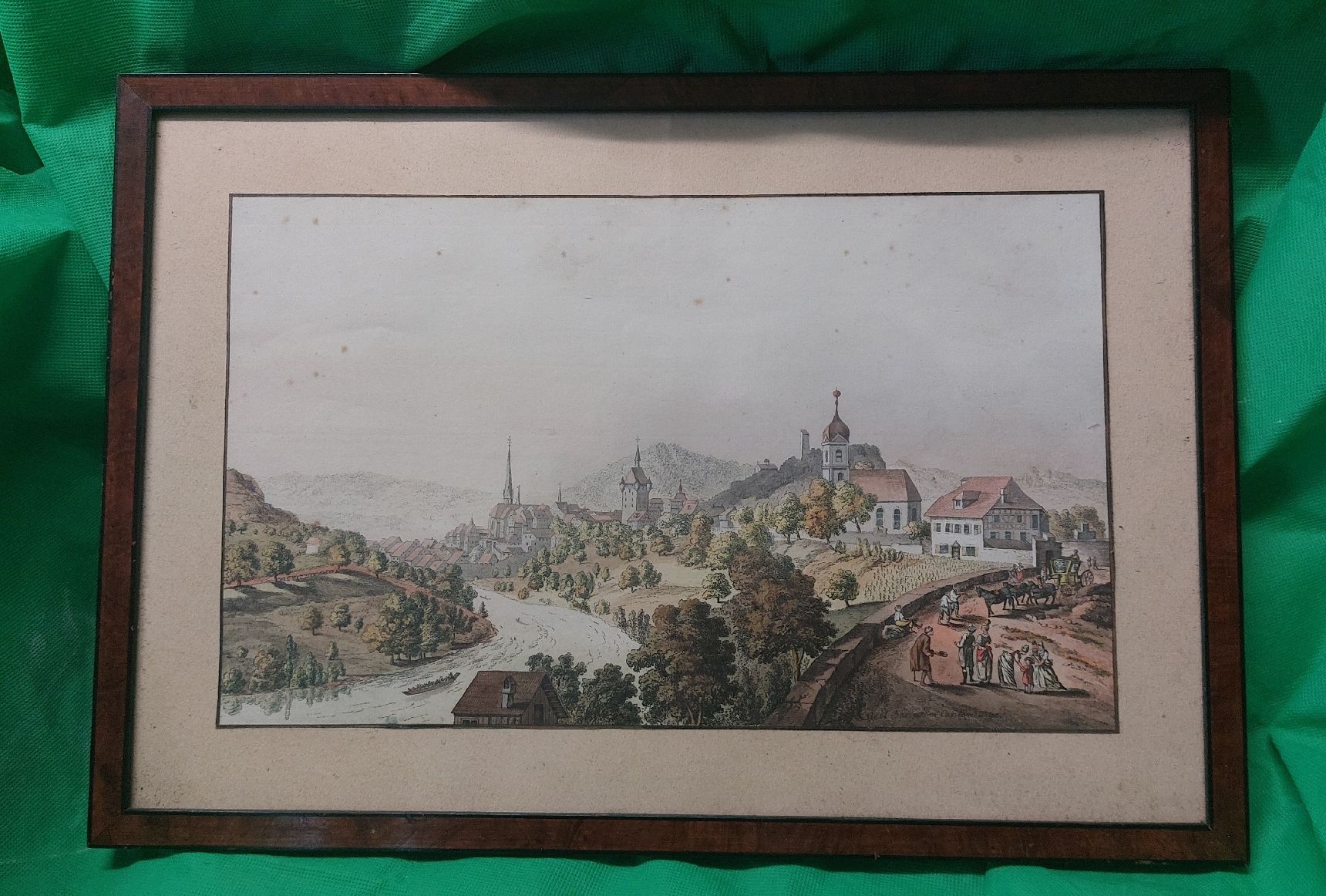 Stiche: Antiker Stich um 1820 Baden Aargau  – Gebraucht aus Opfertshofen SH von museumswert