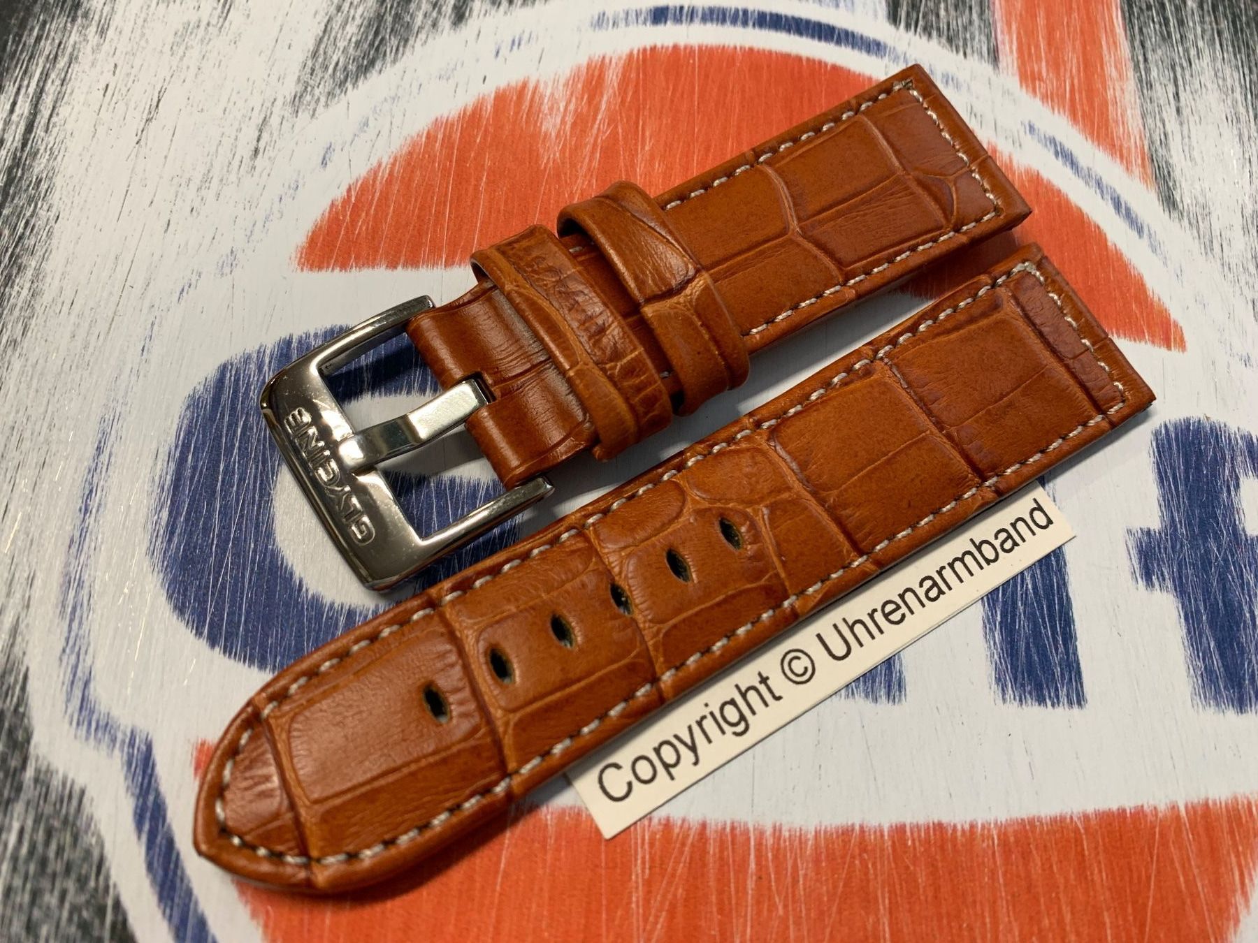 Bracciali & Braccialetti: Lederarmband, Glycine Leder braun – Nuovo e nell'imballaggio originale da Courlevon venduto da Uhrenarmband 2