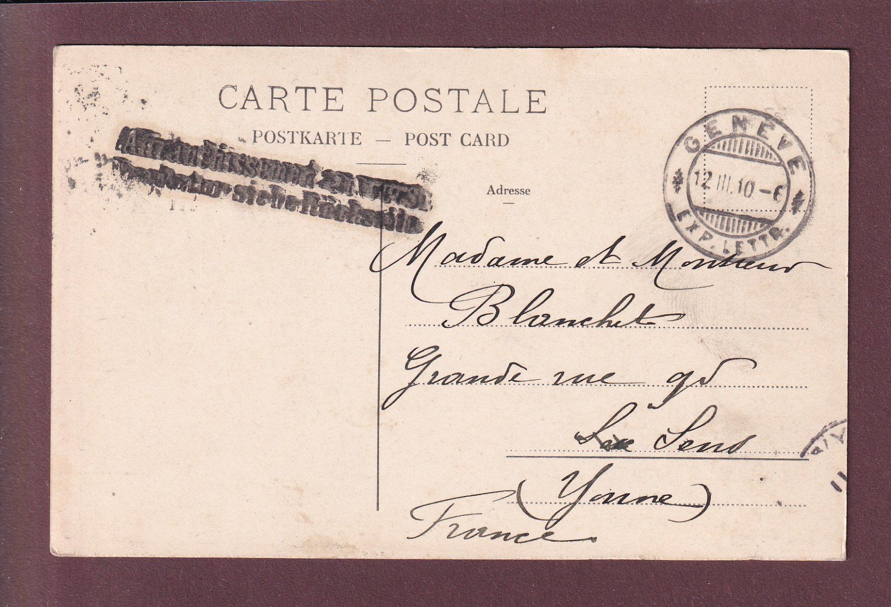 Cartoline postali: GENEVE - Bateau CGN Major Davel - 1910 – Usato da Pully venduto da nicecards 1