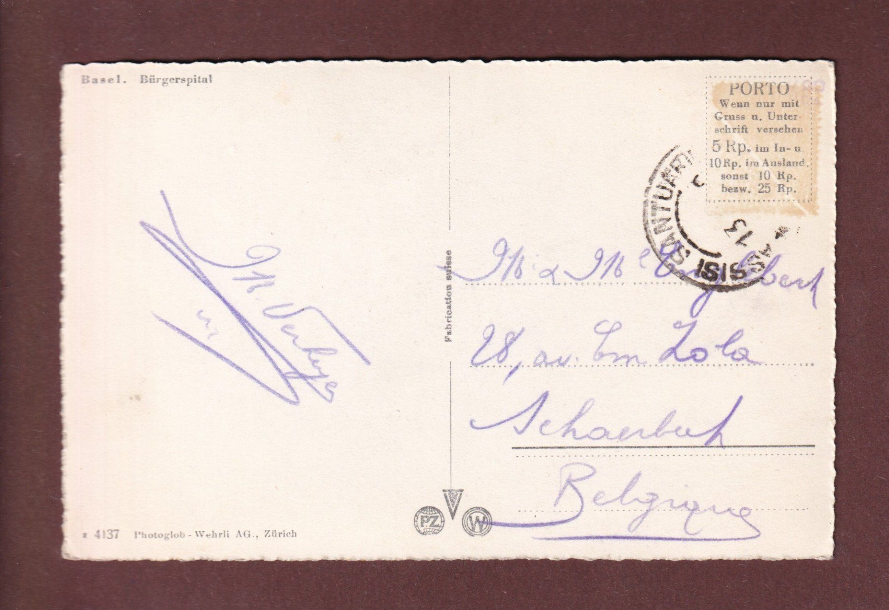 Cartoline postali: BASEL - Bürgerspital – Usato da Pully venduto da nicecards-shop 1