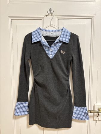 Stylish Y2K Shein Mini Dress Checkered Collar- Size M
