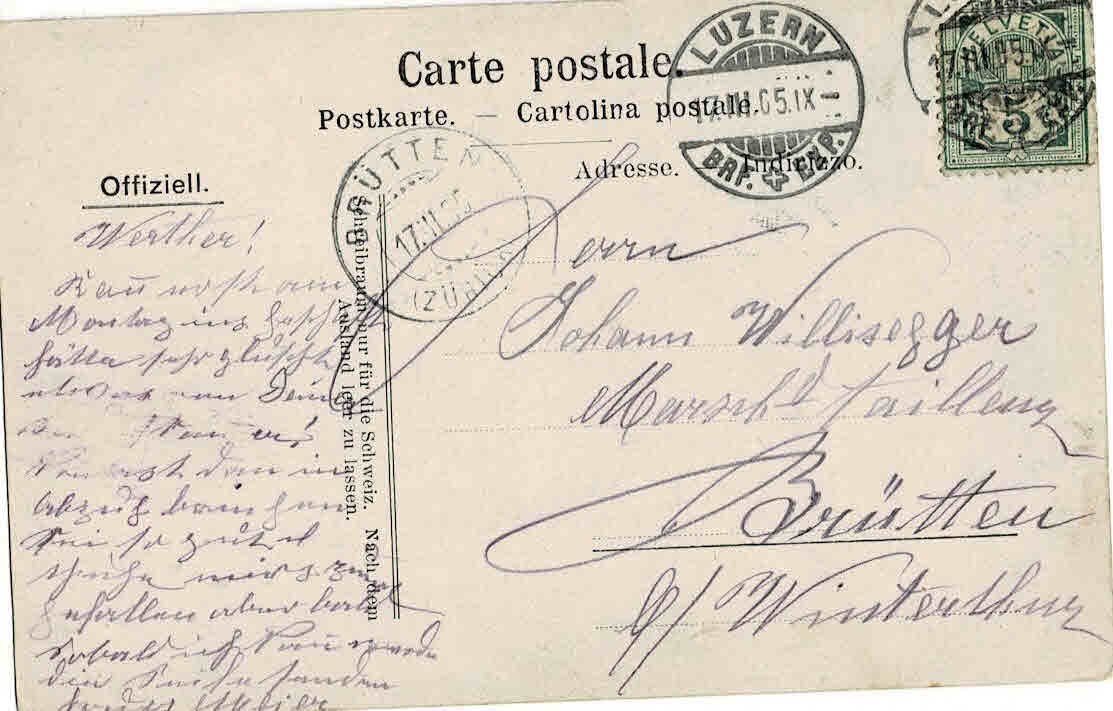 Cartoline postali: Fritschizug Luzern 1905 – Usato da Sulz AG venduto da Oberdanne8 1