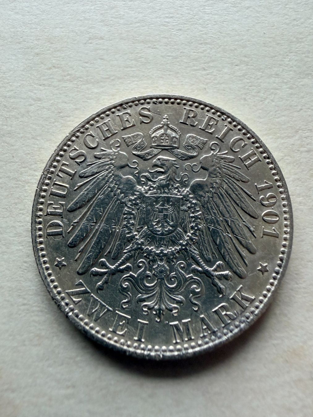 Tutti le monete: Kaiserreich 2 Mark 1901 Silber 900/1000 – Usato da Gams venduto da Rhi-Taler 1