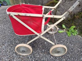 VINTAGE 50ER JAHRE PUPPENWAGEN - ROT
