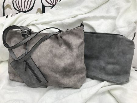 Hand-/Schultertasche, Shopper, Grautönen, neu