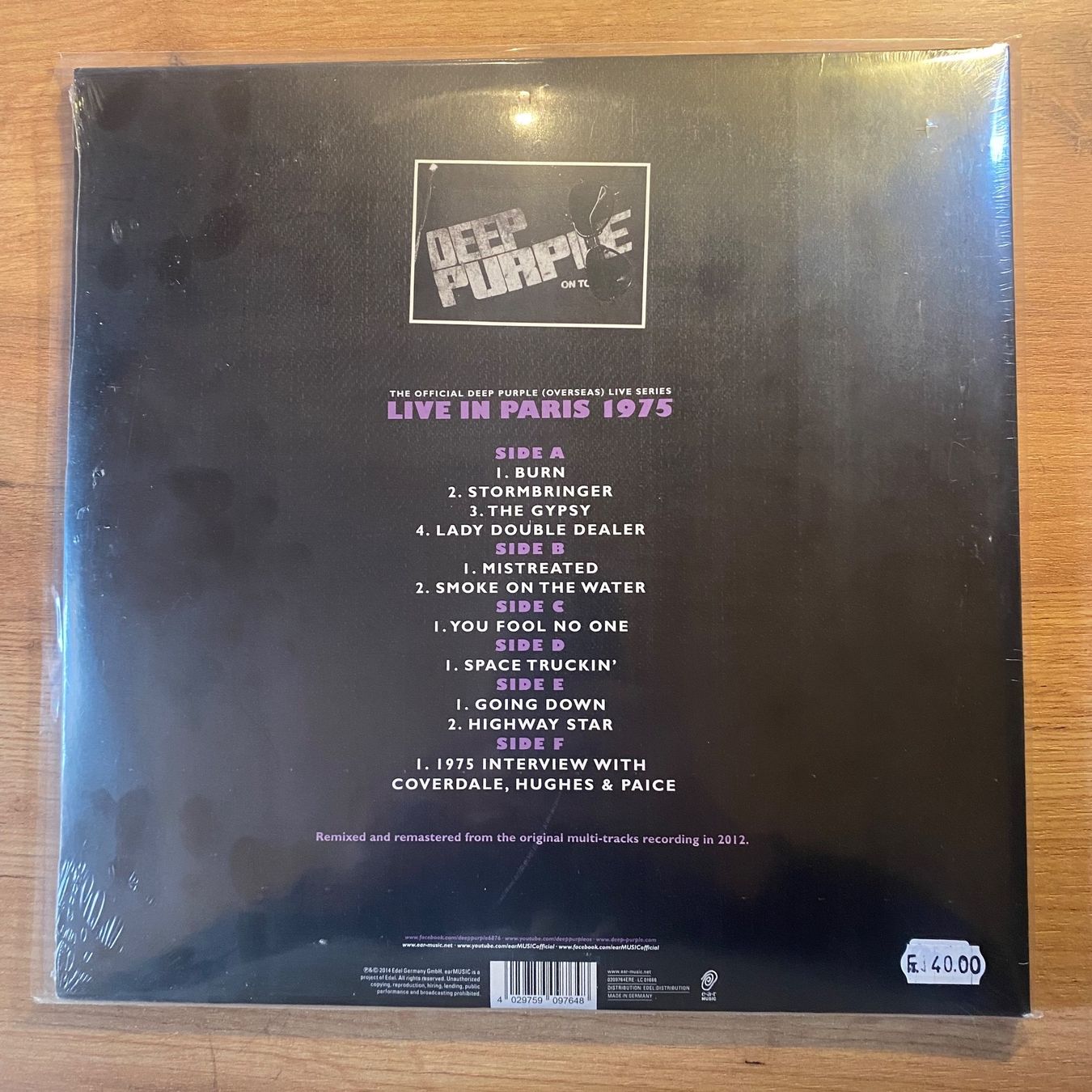 Dischi in vinile: DEEP PURPLE "PARIS 1975 " / OG EU 2014 SEALED 3LP – Nuovo e nell'imballaggio originale da Gals venduto da Diskopatshop 1