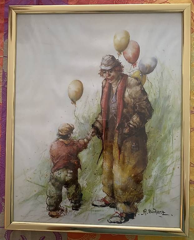Foto & Immagini: Vintage Bild von A. Buikema "Clown mit Junge" – Usato da Wagenhausen venduto da hgoe