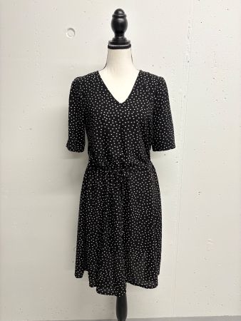 ICHI Kleid mit Pünktchen Gr. XS schwarz weiss kurzarm