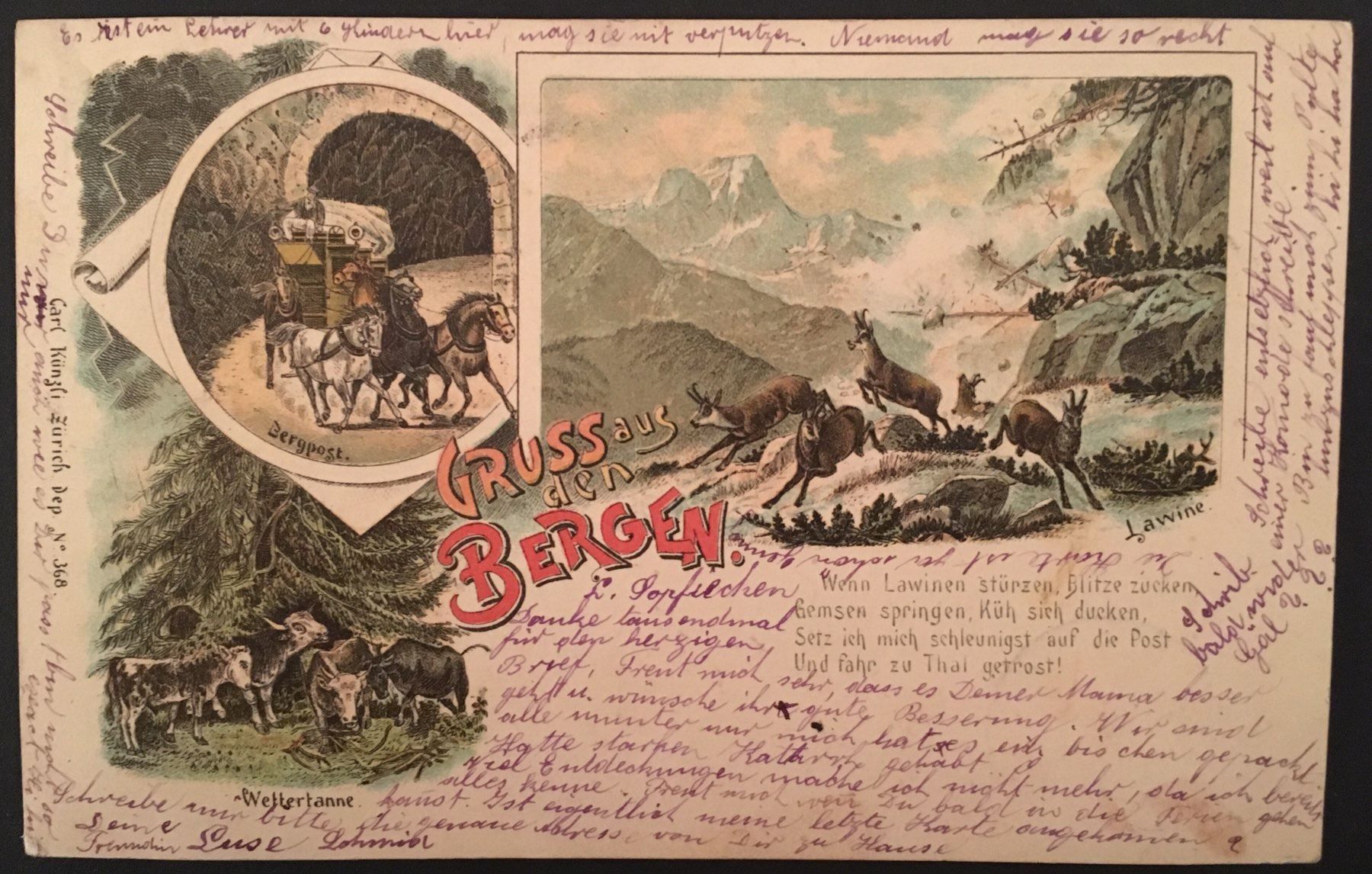 Cartoline postali: Gruss aus den Bergen 1898 – Usato da Kreuzlingen venduto da Rschweiz1