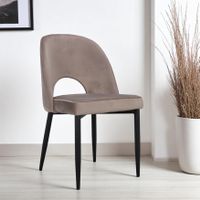 4 Esszimmerstühle aus beigem Samt, zeitgenössische Eleganz