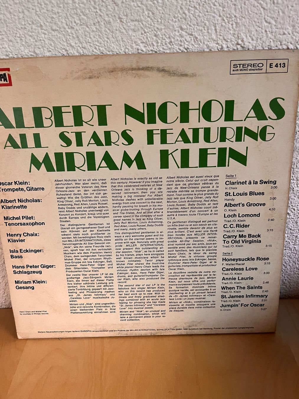 Dischi in vinile: Albert Nicholas Featuring Miriam Klein, Schallplatte – Usato da Rüdlingen venduto da Timber_11 1