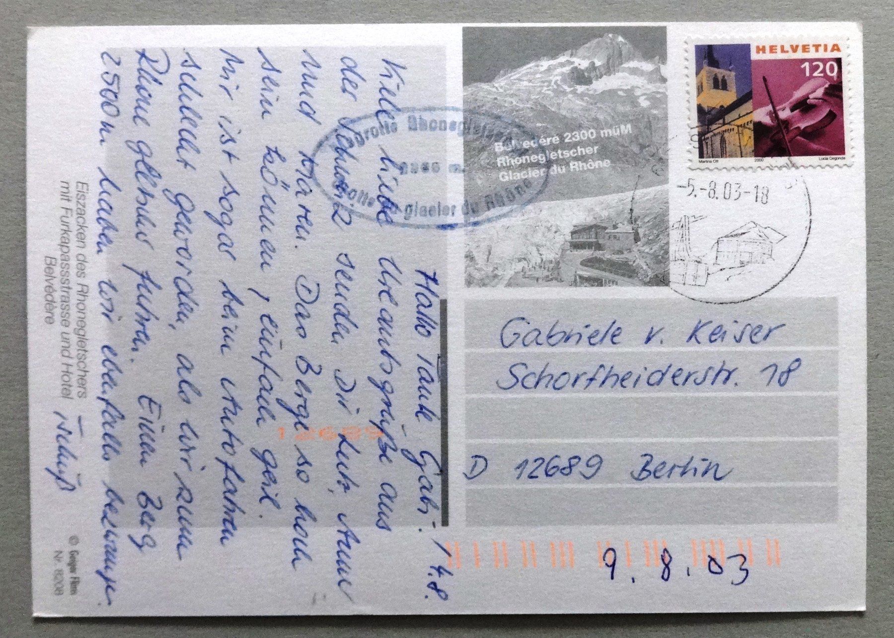 Cartoline postali: Rhonegletscher – Usato da Fétigny venduto da Billy2miny 1