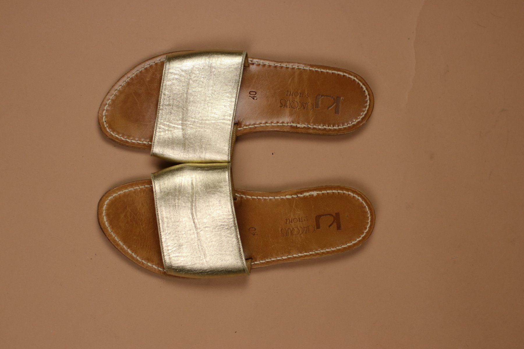 Scarpe da donna: Gold K.Jacques Leather Sandals - Size 40 – Usato da Hombrechtikon venduto da BAZ-Vintage 1