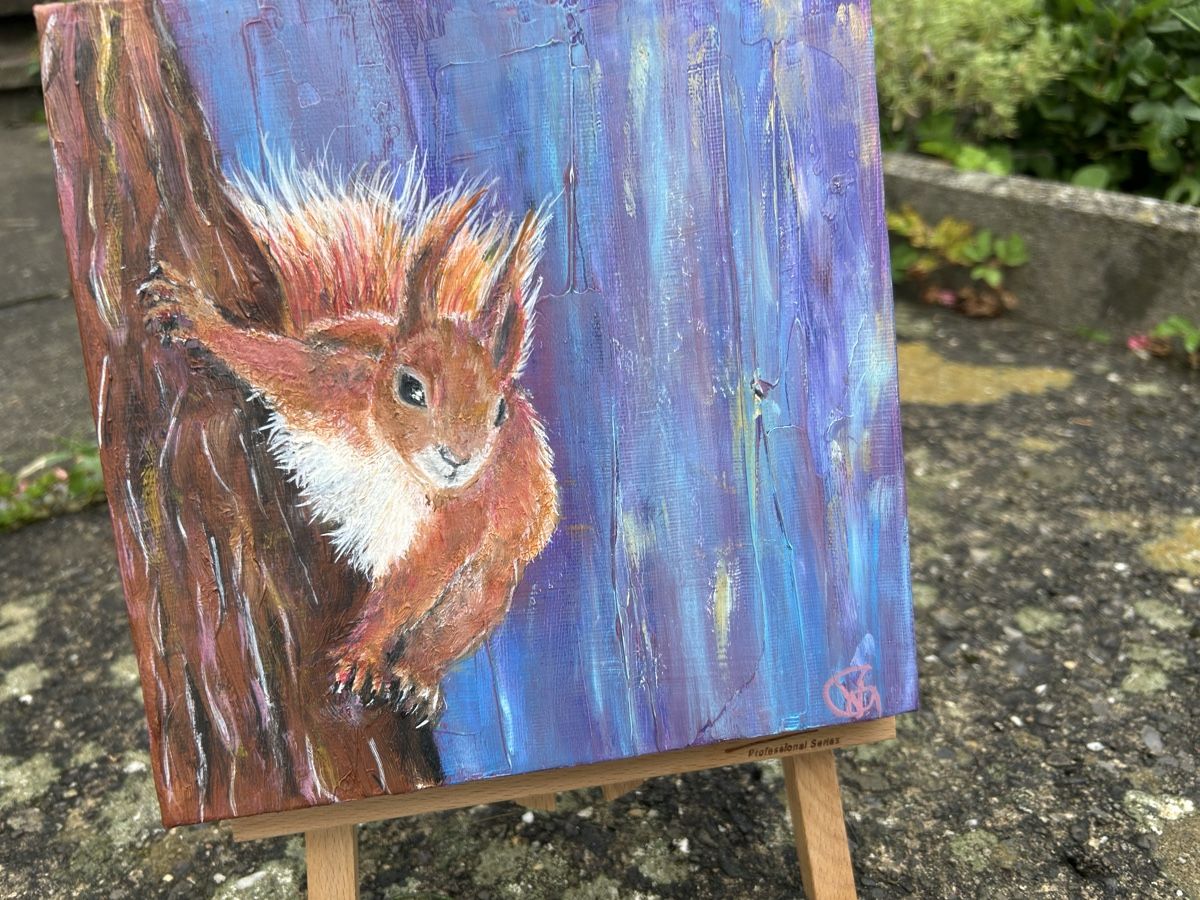 Dipinti: Eichhörnchen Gemälde, Original 20x20cm, Herbstdeko, Neu! – Nuovo (secondo la descrizione) da Luzern venduto da lit_xs5v 1