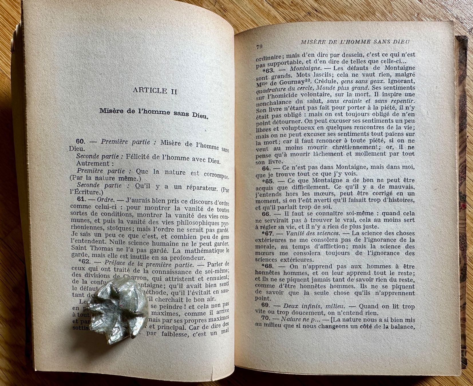Libri: Pascal: Pensées. Texte de l'édition Brunschvicg. 1925 – Usato da Zürich venduto da allp 5