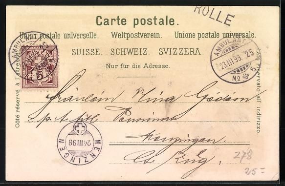 Cartoline postali: Litho Morges, L'Arsénal, Château de Vu – Usato da Berlin venduto da bartko-reher 1