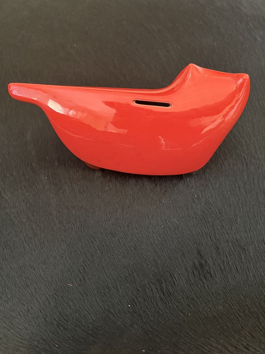 Statuette: Baldelli Red Ceramic Cat Coin Bank – Usato da Erlenbach ZH venduto da topchick 2