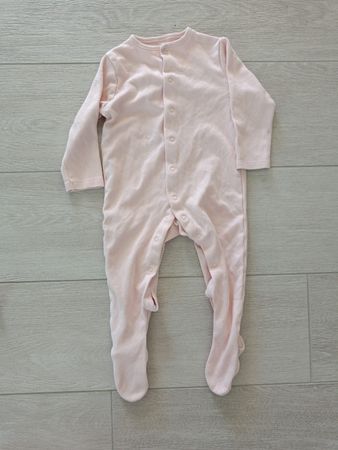 Baby Schlafanzug rosa mit Füsschen, Grösse 86
