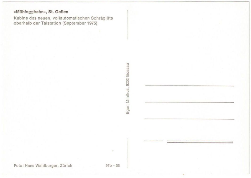 Cartoline postali: St. Gallen - Standseilbahn Mühlegg – Usato da Binningen venduto da Mountainrider 1