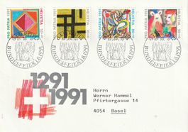 1991 Pro Patria Brief Bundesfeierstempel RÜTLI 01. August