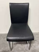 6 schwarze Designer-Stühle Leder
