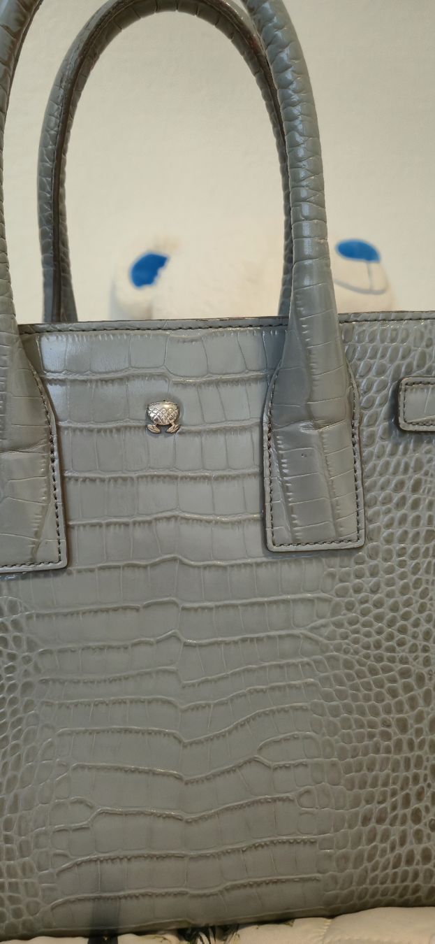 Navyboot Taschen für Damen: NavyBoot Leather Tote Bag - Grey Crocodile Look – Gebraucht aus Altikon von san_c7qr 2
