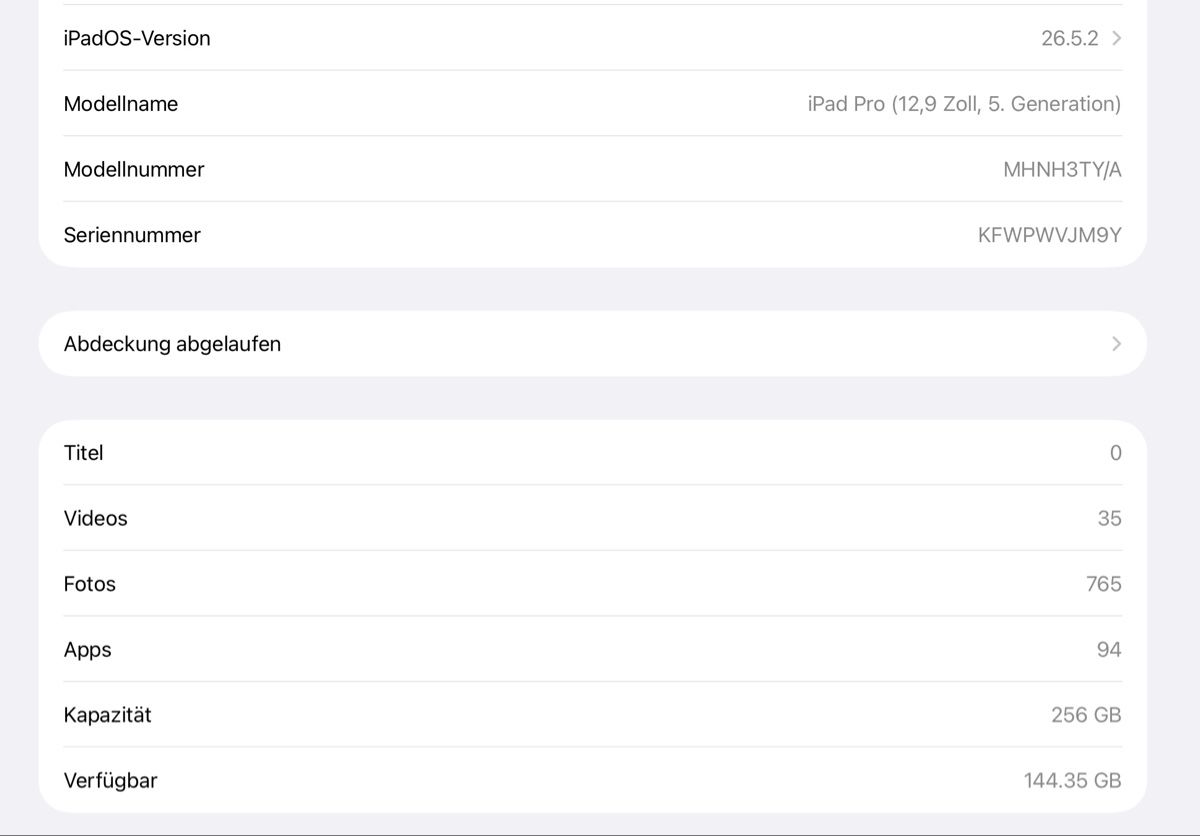 Apple Tablet PC: Apple iPad Pro, 12.9 Zoll, 5. Generation, 256 GB – Gebraucht aus Baltschieder von Blatteriola 3