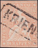 25G (25B4) mit Kasten-Stabstempel: KRIENS (LU), Kat: 120.-+