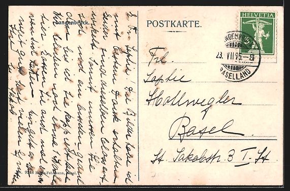 Cartoline postali: Langenbruck, Ortsansicht mit Kirche im S – Usato da Berlin venduto da bartko-reher 1