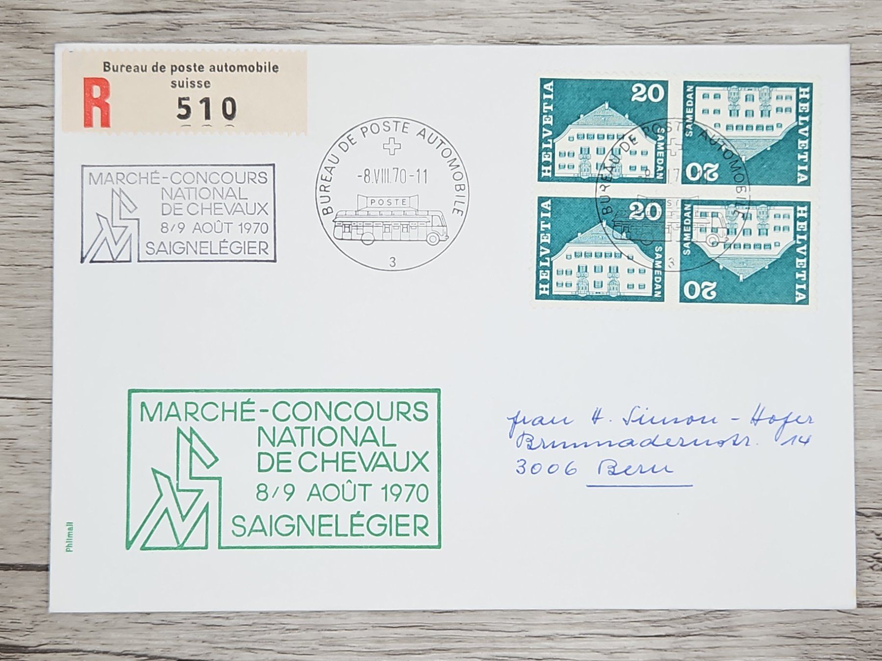 Tutti i francobolli: CL18 Enveloppe + Timbre Suisse 1970 – Usato da Cousset venduto da Patrick_Collections