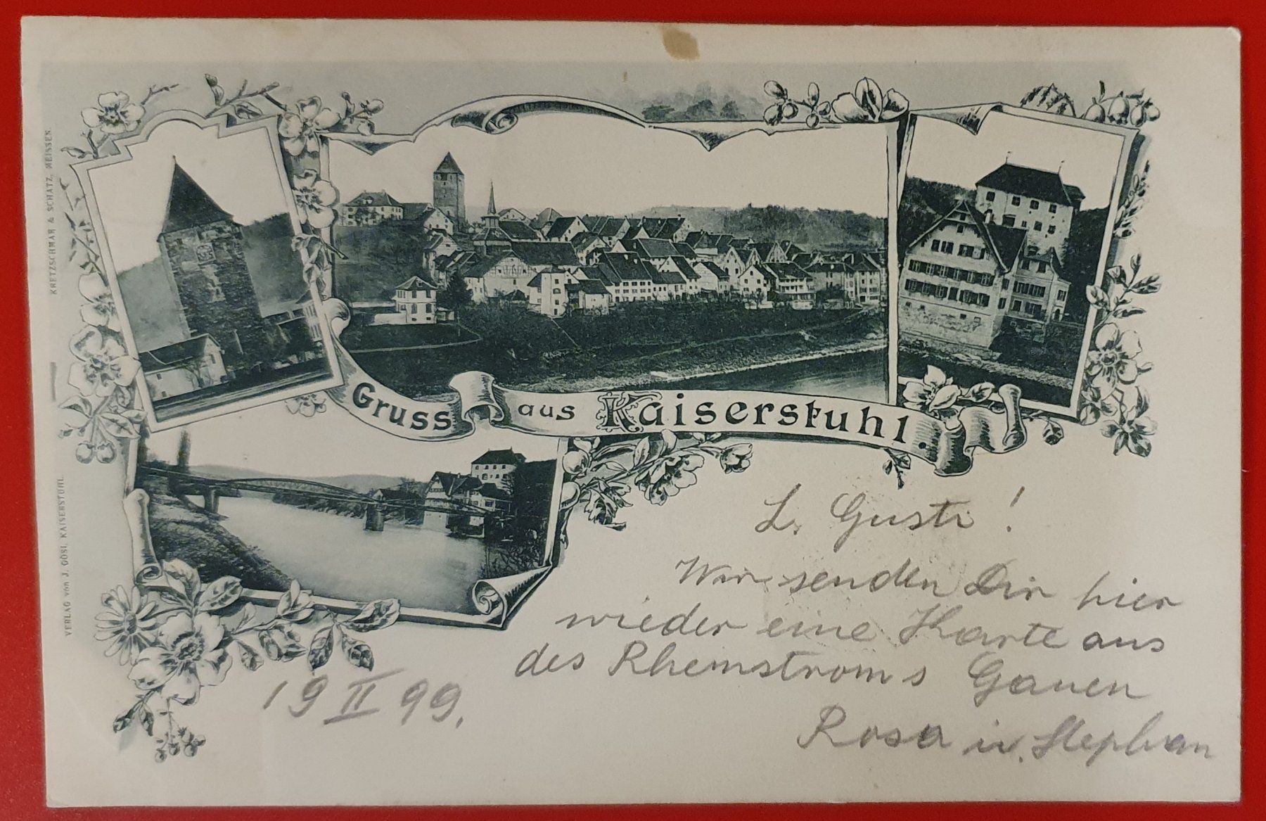 Cartoline postali: Gruss aus Kaiserstuhl 1899 – Usato da Kreuzlingen venduto da Rschweiz1