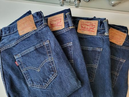 4 x Levi's 501 W31 L30, blau, getragen und gewaschen
