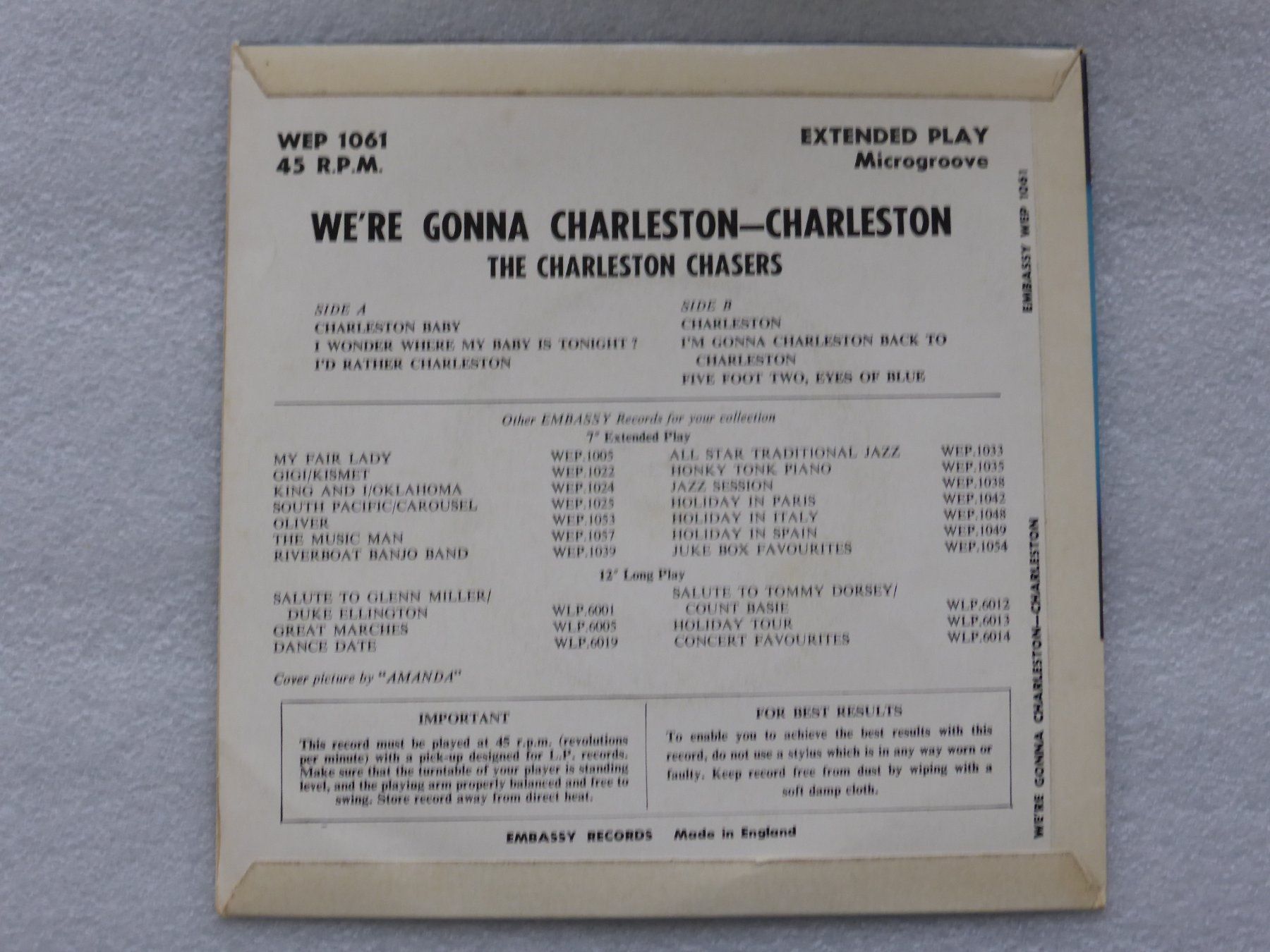 Dischi in vinile: Vinyl Single   EP  THE CHARLESTON CHASERS – Usato da Küssnacht am Rigi venduto da Mondkinder 3