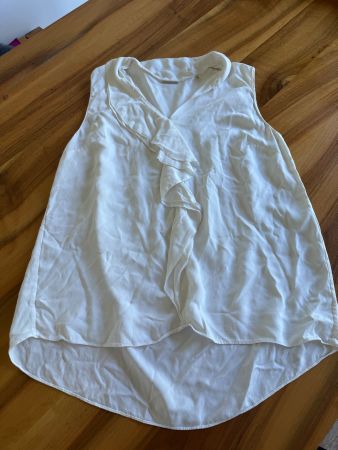 ELIE TAHARI Designer Seidenbluse Volant weiss Gr. L