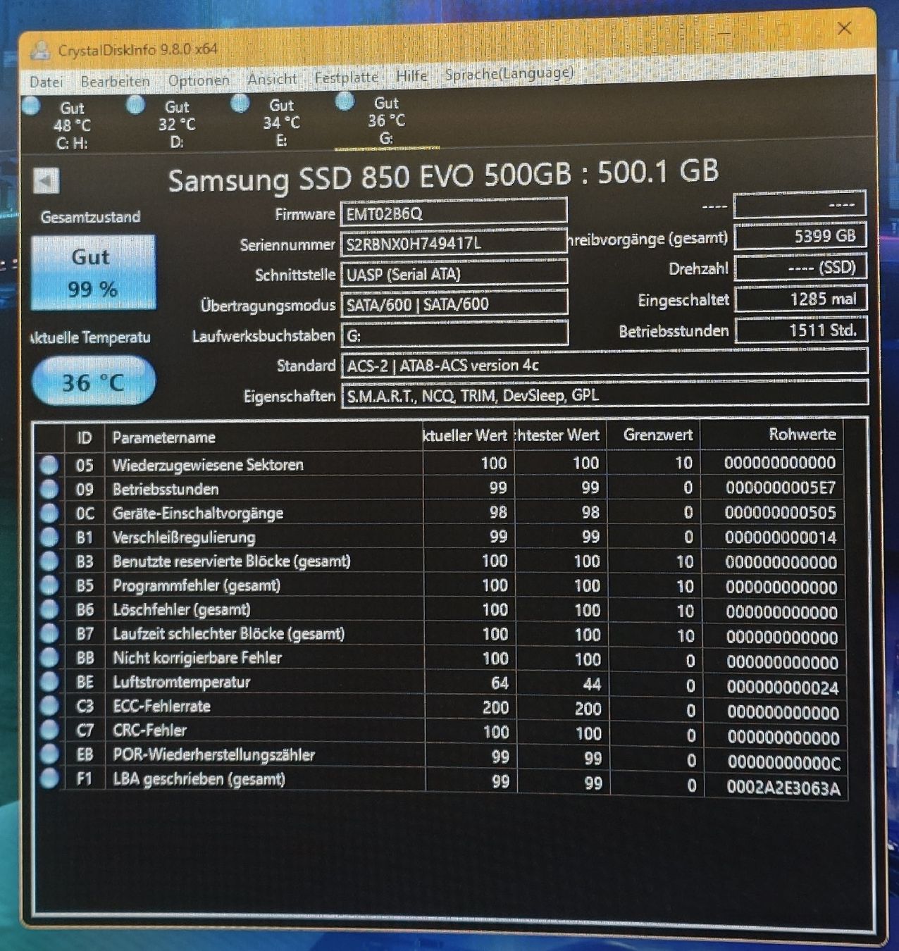 Samsung Dischi rigidi: Samsung 850 EVO | 500GB | 99% | Solid State Drive | Top! – Nuovo (secondo la descrizione) da Ennetmoos venduto da Faders 2