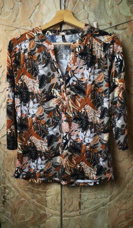 Herbstliches Dschungel-Print Shirt / Bluse / Hemd Tropical M