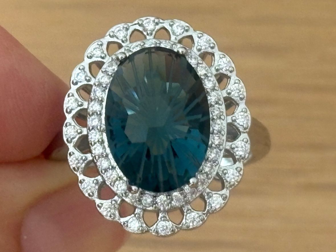 Anelli: Luxus Elegante Gr.19/9 Ring Farbe: Silber /blau – Nuovo (secondo la descrizione) da Biel-Bienne venduto da Roserosse13 1