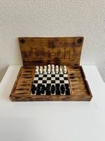 Vintage handgemachtes Schachspiel aus Massivholz