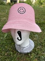 Strohhut rosa mit Smiley