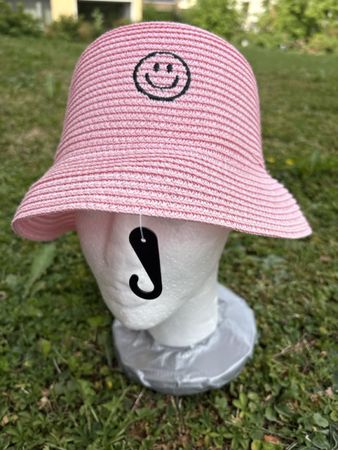 Strohhut rosa mit Smiley Kinder Grösse M neu