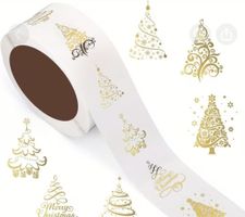 Weihnachtsaufkleber Rolle Gold Tannenbaum Motiv neu