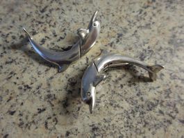 Delfin Fisch Ohrstecker / 925 Silber