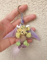 Handgemachter Schlüsselanhänger gehäkelter Drache Fantasy