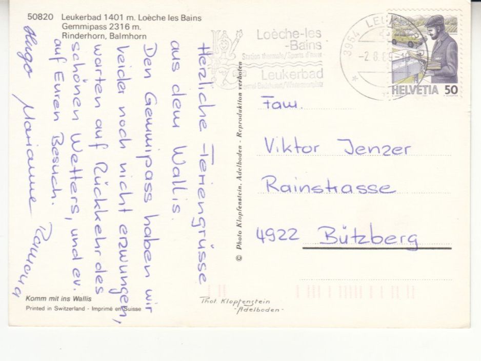 Cartoline postali: Leukerbad 1989 – Usato da Bürglen TG venduto da StampGraf 1