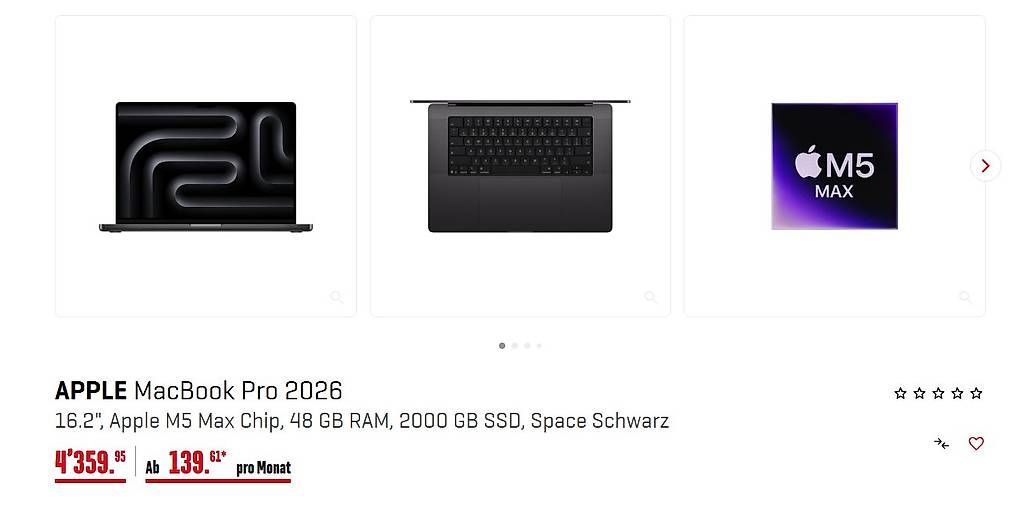 Apple Portables: MacBook Pro 16, M5 Max, 48 GB RAM, 2000 GB SSD, Space Gray – Neuf (Voir description) à Arth par Alpman
