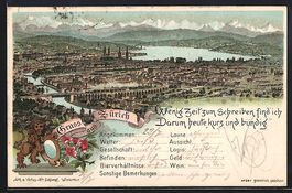 Litho Zürich, Panoramablick auf die Sta