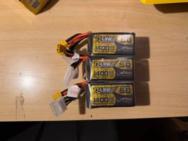 3x Tattu R-Line 1400mAh 6S 150C Akkus