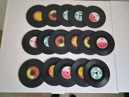 16 Getränkeuntersetzer im Vinyl-Design - Schallplattenoptik
