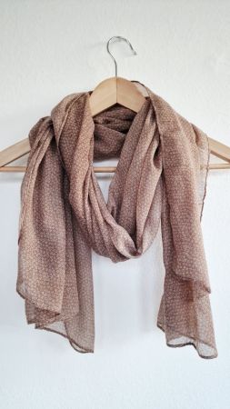 Damen Schal ca. 95cm x 198 cm Braun Weiss gemustert